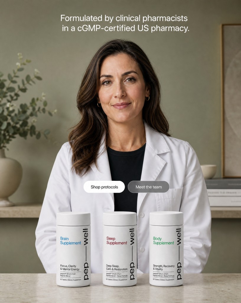 Pepwell protocols, formulated by clinical pharmacists in a cGMP-certified US pharmacy